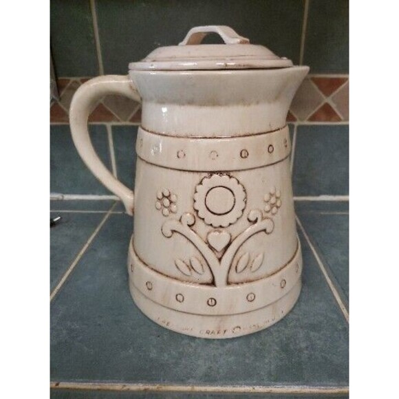 TREASURE CRAFT- Dove w/olive branches Coffee Pot Cookie Jar with Lid Vintage - Picture 2 of 8